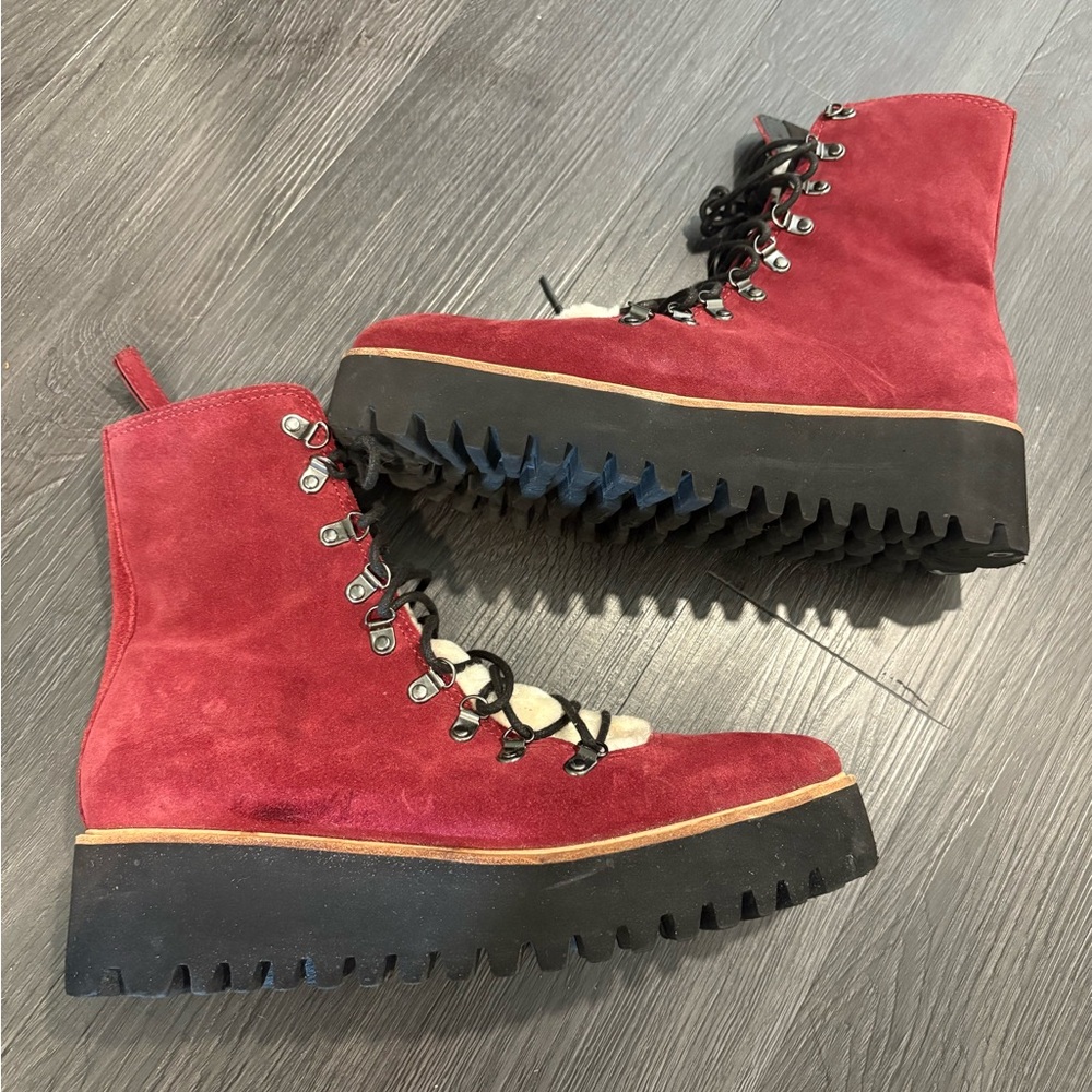 ALL BLACK Sherpa lug some boots red size eu 41 U.S. 10.5